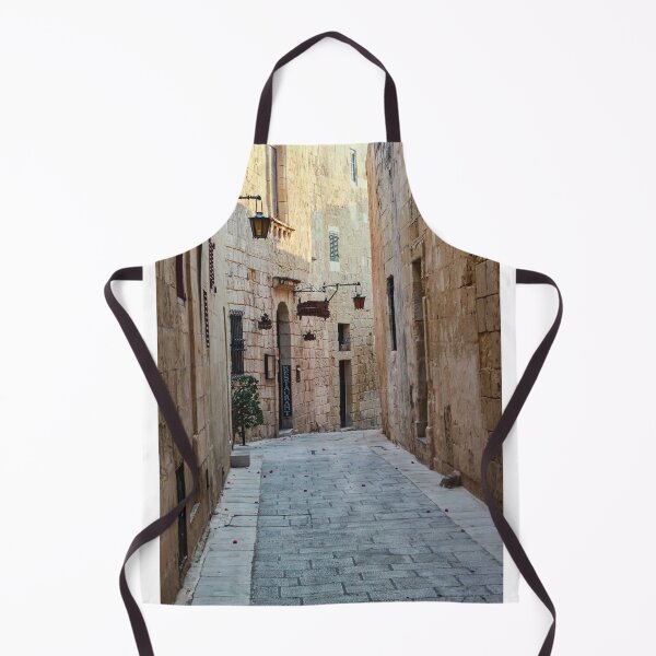 Item preview, Sunlit Narrow Stone Alley With Lanterns and Restaurant Sign in Historic Old Town designed and sold by Nmallia.