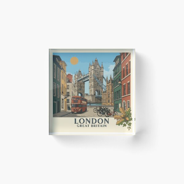 Item preview, London Great Britain Vintage Retro Travel Art designed and sold by CharaFei.Art.