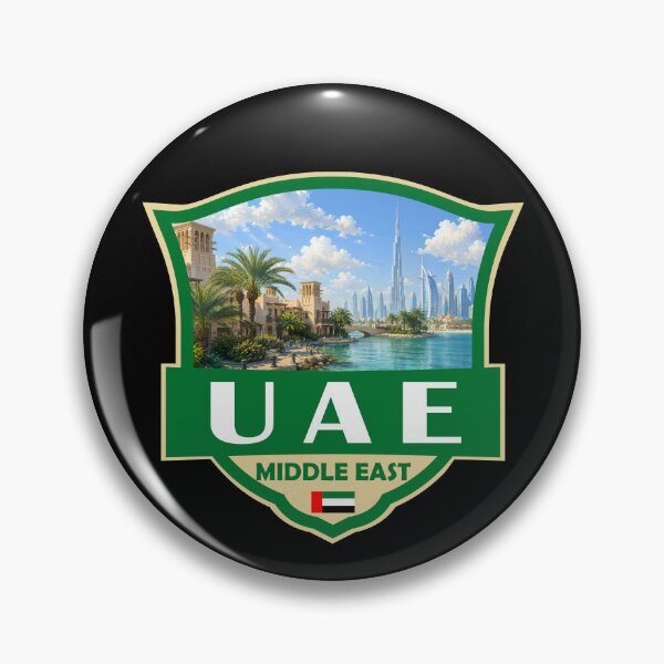 Item preview, UAE United Arab Emirates Illustration Retro Badge designed and sold by KrisSidDesigns.