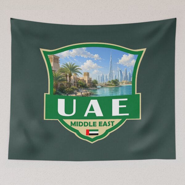 Item preview, UAE United Arab Emirates Illustration Retro Badge designed and sold by KrisSidDesigns.
