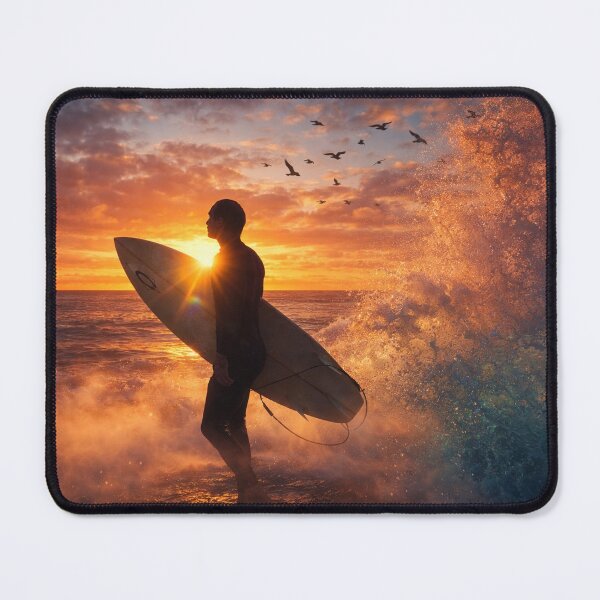Item preview, Into the Glow – Surfer at Sunset Ocean Wall Art designed and sold by Kimberly Palmer.
