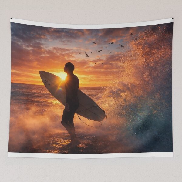 Item preview, Into the Glow – Surfer at Sunset Ocean Wall Art designed and sold by Kimberly Palmer.