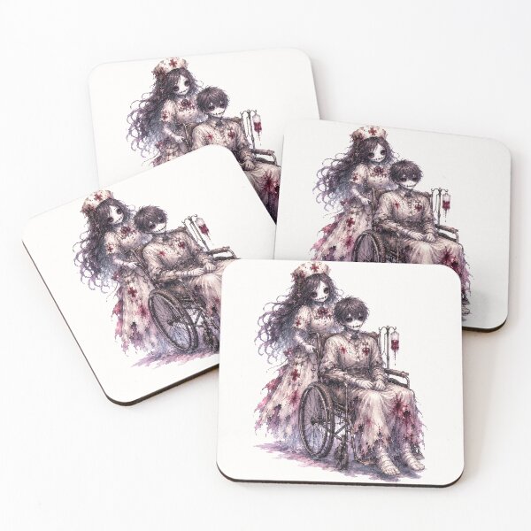 Item preview, Spooky Hospital Nurse and Cursed Patient Illustration – Gothic Horror Watercolor Character Design designed and sold by looplandger.
