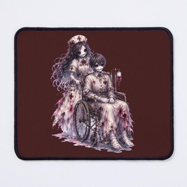 Item preview, Spooky Hospital Nurse and Cursed Patient Illustration – Gothic Horror Watercolor Character Design designed and sold by looplandger.