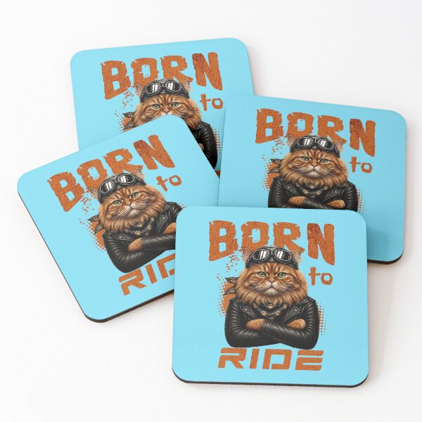 Item preview, Persian Cat Biker Design – Born To Ride Funny Motorcycle Persian Cat Print designed and sold by PixelsPaws.