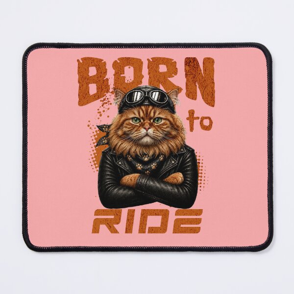 Item preview, Persian Cat Biker Design – Born To Ride Funny Motorcycle Persian Cat Print designed and sold by PixelsPaws.