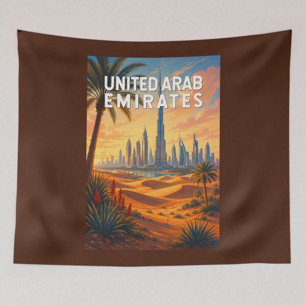 Item preview, UAE United Arab Emirates Illustration Travel Art Vintage designed and sold by KrisSidDesigns.