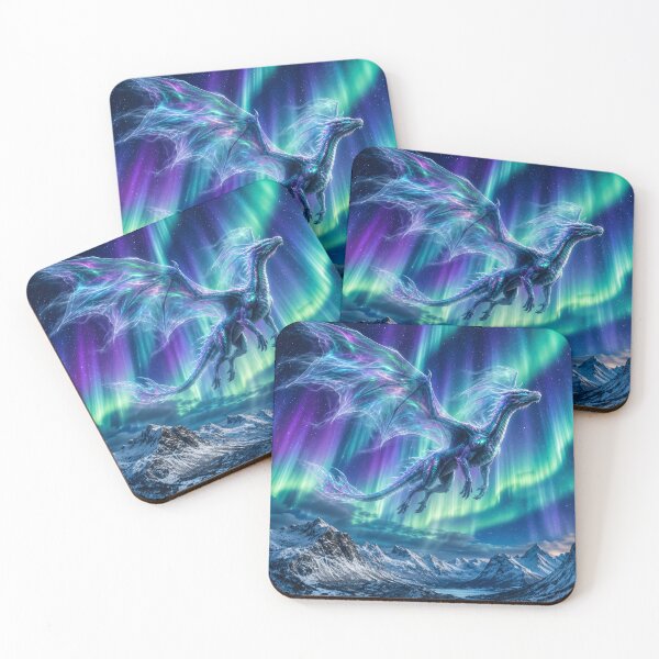 Item preview, Aurora Dragon Beneath Northern Lights | Celestial Ice Dragon Fantasy Art designed and sold by DrakariArt.