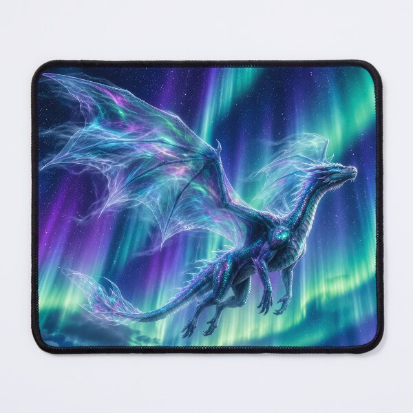 Item preview, Aurora Dragon Beneath Northern Lights | Celestial Ice Dragon Fantasy Art designed and sold by DrakariArt.