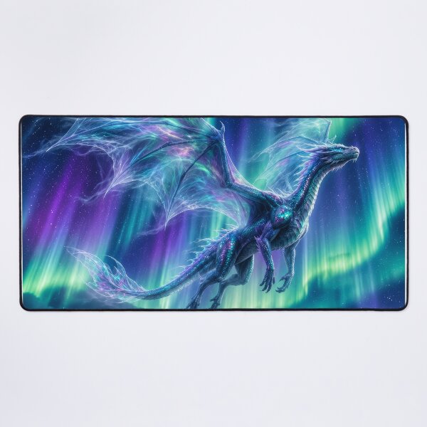Item preview, Aurora Dragon Beneath Northern Lights | Celestial Ice Dragon Fantasy Art designed and sold by DrakariArt.