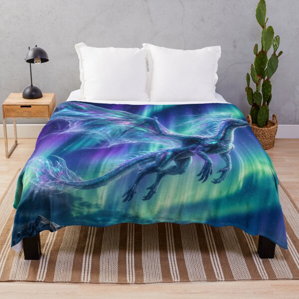 Item preview, Aurora Dragon Beneath Northern Lights | Celestial Ice Dragon Fantasy Art designed and sold by DrakariArt.