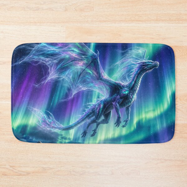 Item preview, Aurora Dragon Beneath Northern Lights | Celestial Ice Dragon Fantasy Art designed and sold by DrakariArt.