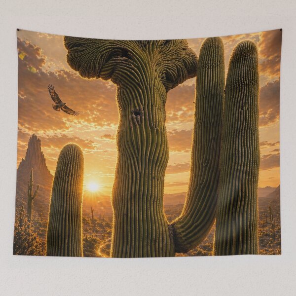 Item preview, Desert Crown at Golden Hour – Crested Saguaro in Cinematic Light designed and sold by Kimberly Palmer.