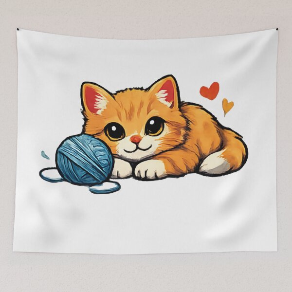 Item preview, Cute Orange Kitten with Yarn Ball | Kawaii Cat Lover Gift-Cute Kitten with Yarn Ball – Adorable Cat Lover Design designed and sold by vansaidshop ⭐⭐⭐⭐⭐.