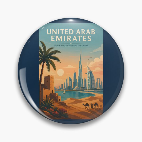 Item preview, UAE Dubai Skyline Illustration Travel Art Vintage designed and sold by KrisSidDesigns.