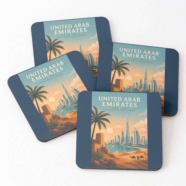 Item preview, UAE Dubai Skyline Illustration Travel Art Vintage designed and sold by KrisSidDesigns.