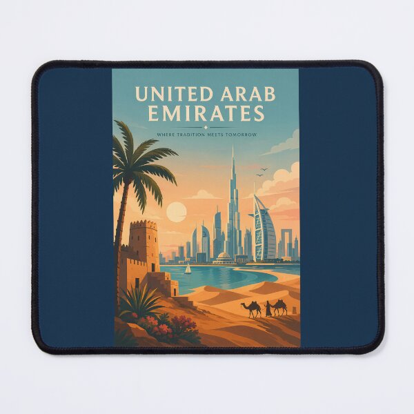 Item preview, UAE Dubai Skyline Illustration Travel Art Vintage designed and sold by KrisSidDesigns.