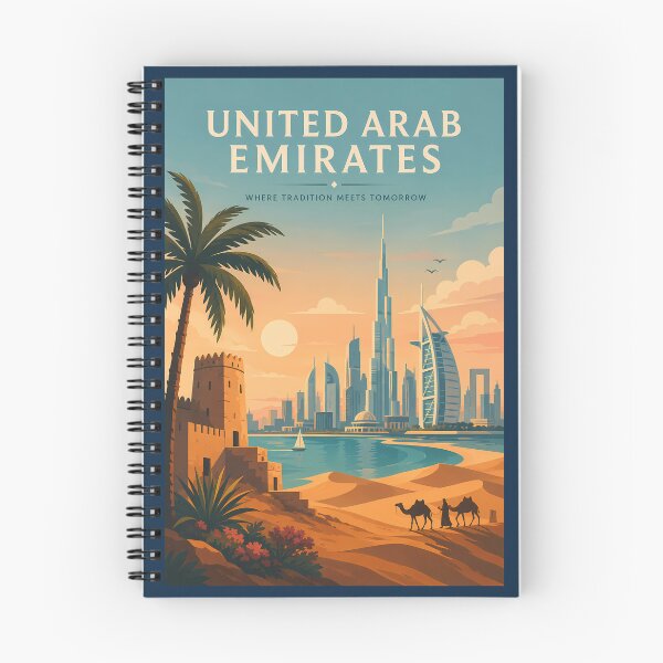 Item preview, UAE Dubai Skyline Illustration Travel Art Vintage designed and sold by KrisSidDesigns.