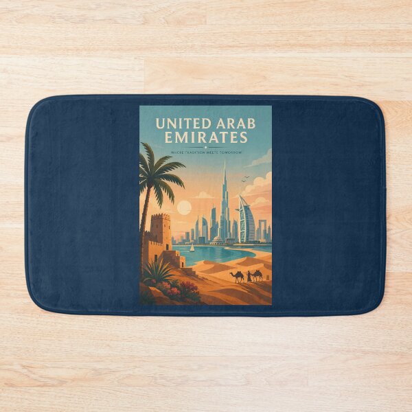 Item preview, UAE Dubai Skyline Illustration Travel Art Vintage designed and sold by KrisSidDesigns.