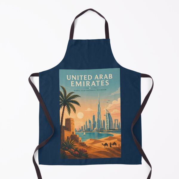 Item preview, UAE Dubai Skyline Illustration Travel Art Vintage designed and sold by KrisSidDesigns.