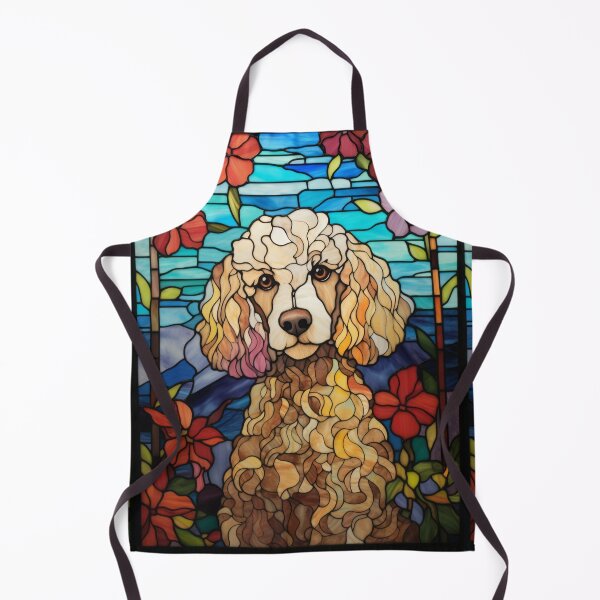 Item preview, Stained Glass Cream Poodle Among Blooming Flowers designed and sold by pinkal.