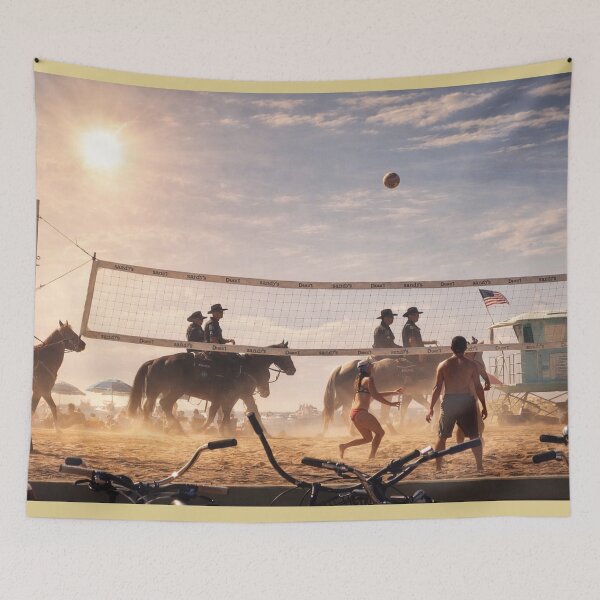 Item preview, Mounted Patrol at Sunset Volleyball designed and sold by Kimberly Palmer.