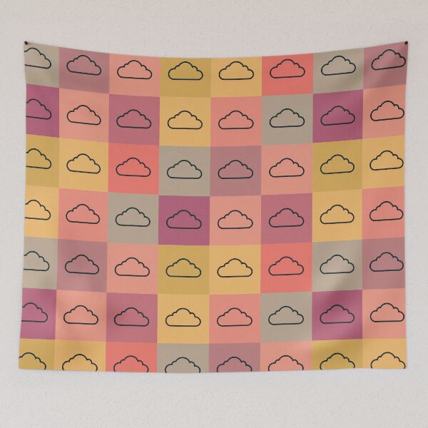 Item preview, Orange patchwork with clouds designed and sold by uunaa.