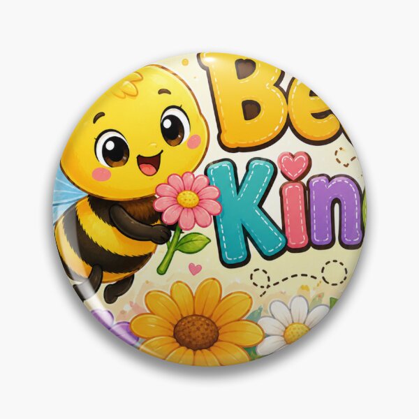 Item preview, Bee Kind" Cute Bee and Flower Sticker Art designed and sold by tommytvkids.