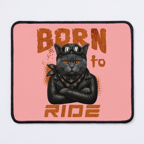 Item preview, British Shorthair Cat Biker Design – Born To Ride Funny Motorcycle British Shorthair Print designed and sold by PixelsPaws.