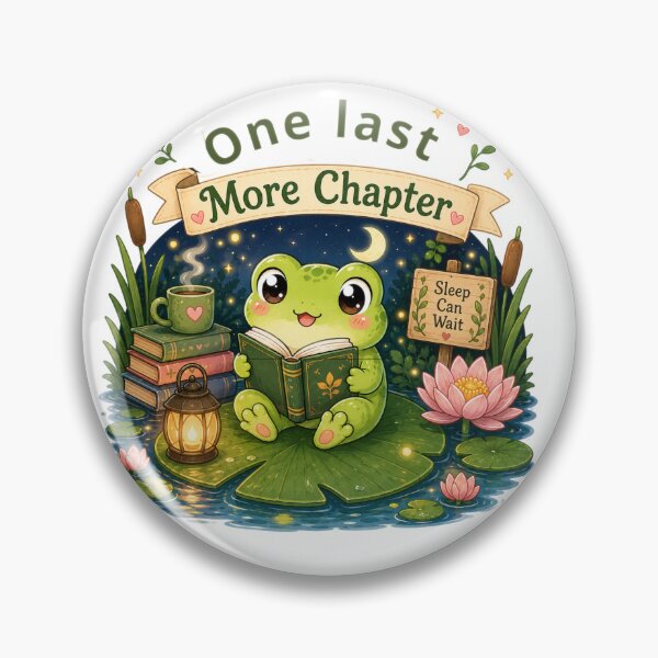 Item preview, One Last Chapter – Cute Frog Reading at Night designed and sold by MotylekAnia.