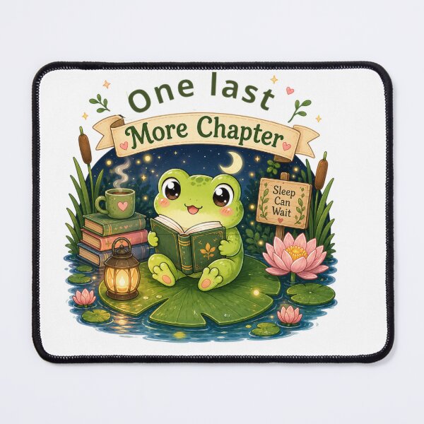 Item preview, One Last Chapter – Cute Frog Reading at Night designed and sold by MotylekAnia.