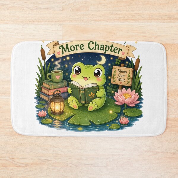 Item preview, One Last Chapter – Cute Frog Reading at Night designed and sold by MotylekAnia.