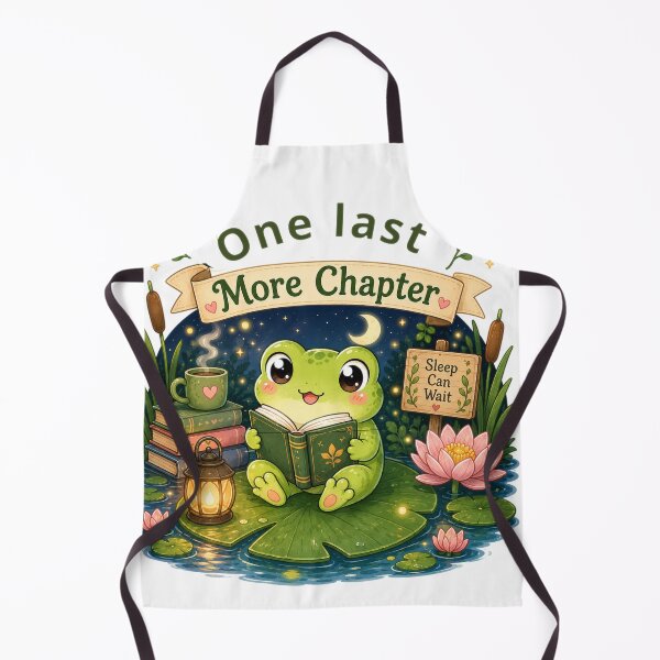 Item preview, One Last Chapter – Cute Frog Reading at Night designed and sold by MotylekAnia.