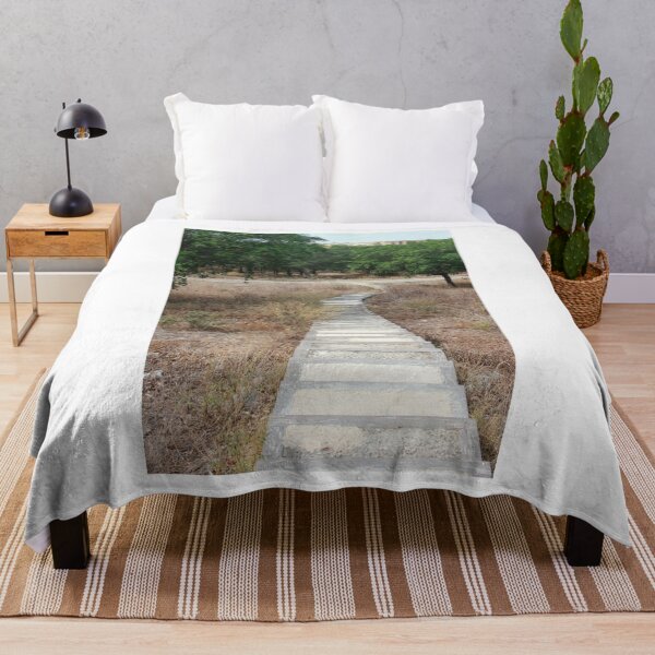 Item preview, Curving Boardwalk Path Through Dry Meadow Leading Into Green Trees And Historic Stone Walls designed and sold by Nmallia.