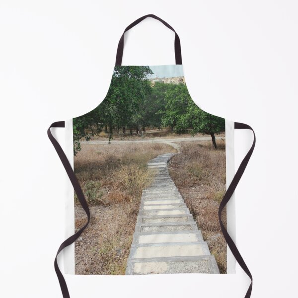 Item preview, Curving Boardwalk Path Through Dry Meadow Leading Into Green Trees And Historic Stone Walls designed and sold by Nmallia.