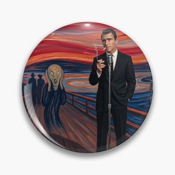 Item preview, Rod Serling standing inside Edvard Munch's Painting of the Scream designed and sold by Halifaxartguy.