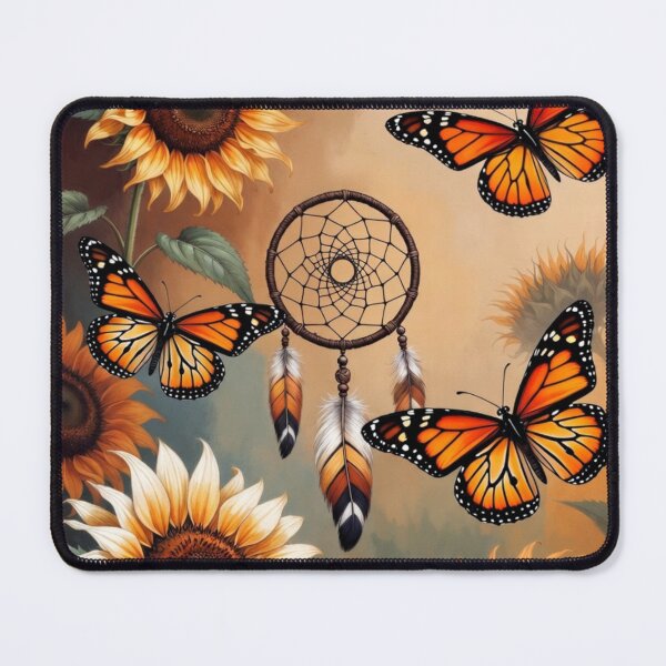 Item preview, Monarch Butterflies Sunflowers Dreamcatcher Wall Art | Boho Nature Illustration | Butterfly Floral Decor designed and sold by GalleryPeak.