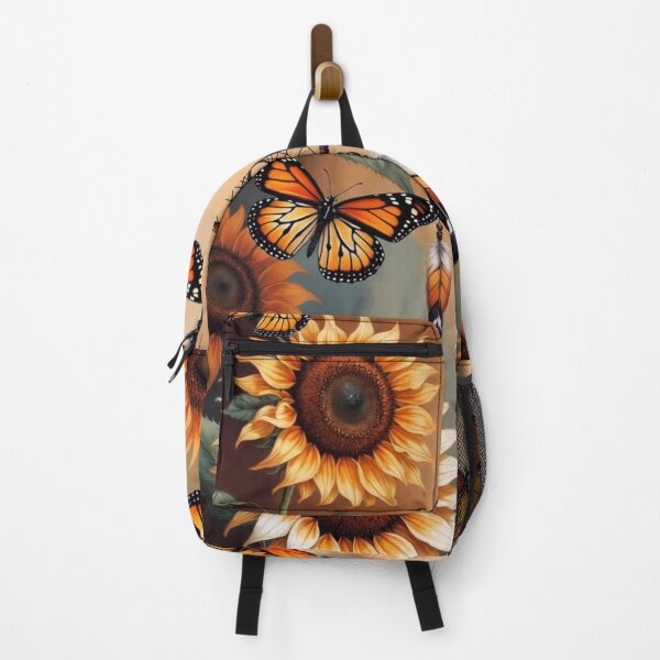 Item preview, Monarch Butterflies Sunflowers Dreamcatcher Wall Art | Boho Nature Illustration | Butterfly Floral Decor designed and sold by GalleryPeak.