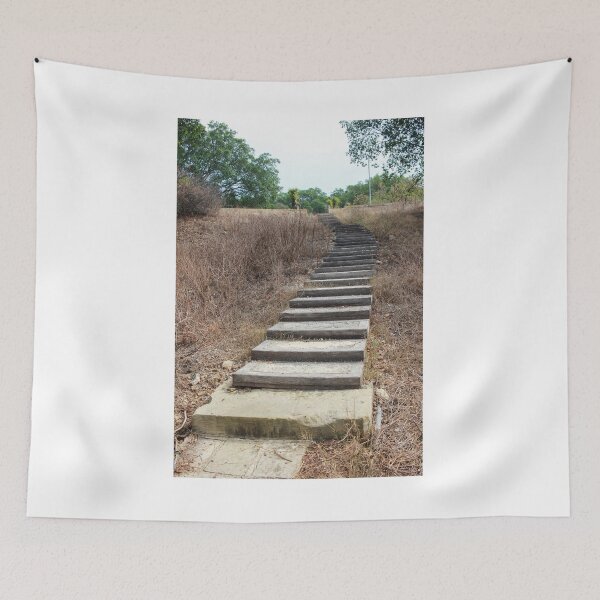 Item preview, Curving Boardwalk Path Through Dry Meadow Leading Into Green Trees And Historic Stone Walls designed and sold by Nmallia.