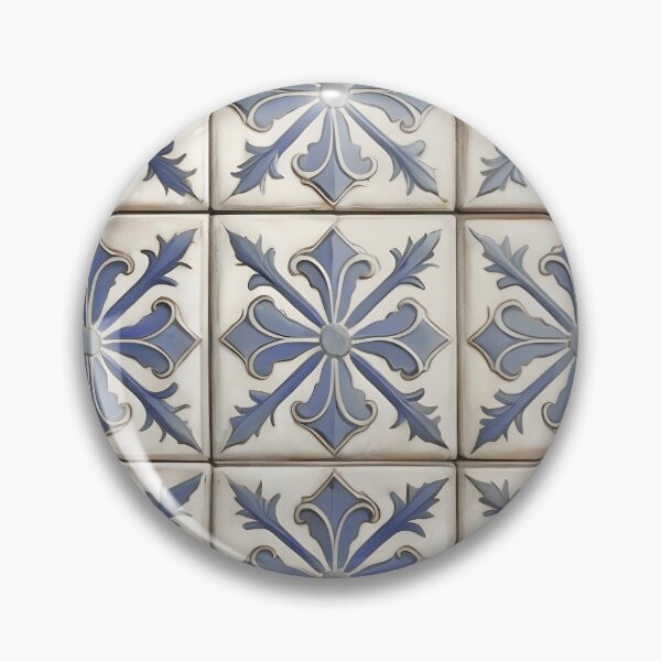 Item preview, Antique Blue Fleur-de-Lis Ceramic Tile Pattern | Vintage Mediterranean Shabby Chic Mosaic | Rustic Lisbon Coastal Art designed and sold by SergioMiklos.