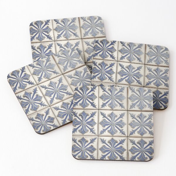 Item preview, Antique Blue Fleur-de-Lis Ceramic Tile Pattern | Vintage Mediterranean Shabby Chic Mosaic | Rustic Lisbon Coastal Art designed and sold by SergioMiklos.