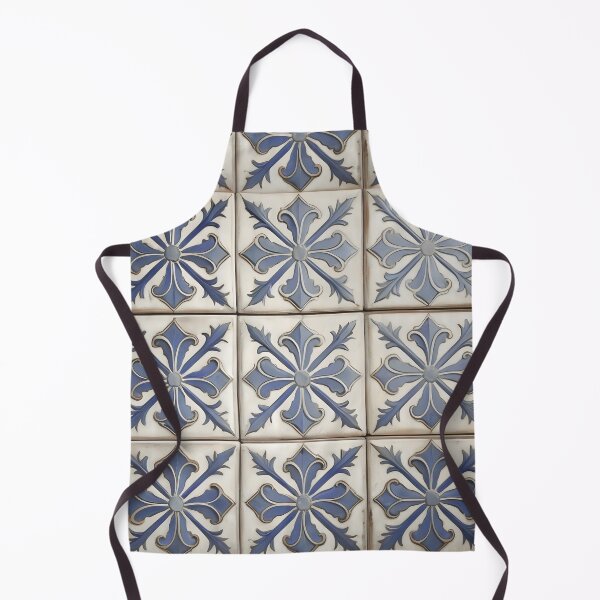 Item preview, Antique Blue Fleur-de-Lis Ceramic Tile Pattern | Vintage Mediterranean Shabby Chic Mosaic | Rustic Lisbon Coastal Art designed and sold by SergioMiklos.