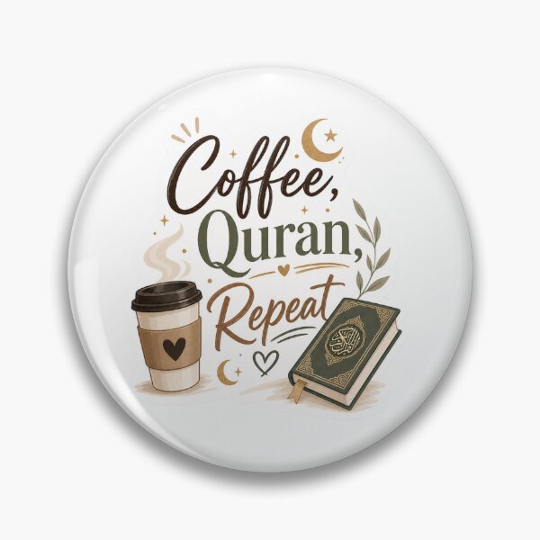 Item preview, Coffee Quran Repeat Islamic Aesthetic Sticker – Muslim Coffee Lover Quote designed and sold by echoesoftawakkul.