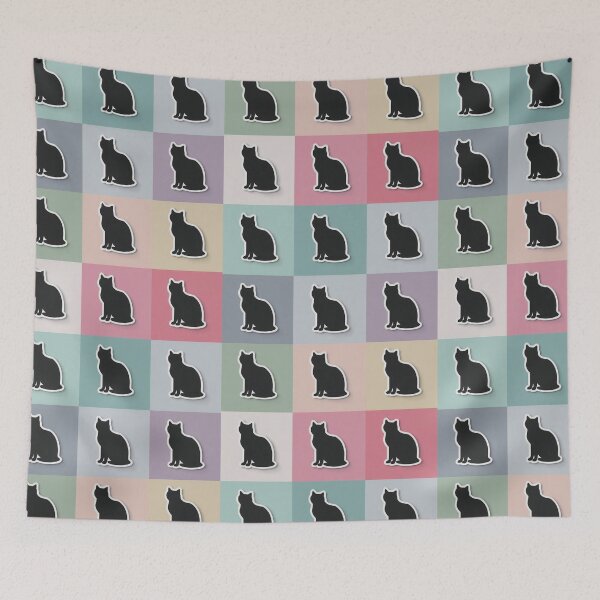 Item preview, Blue patchwork black cat designed and sold by uunaa.
