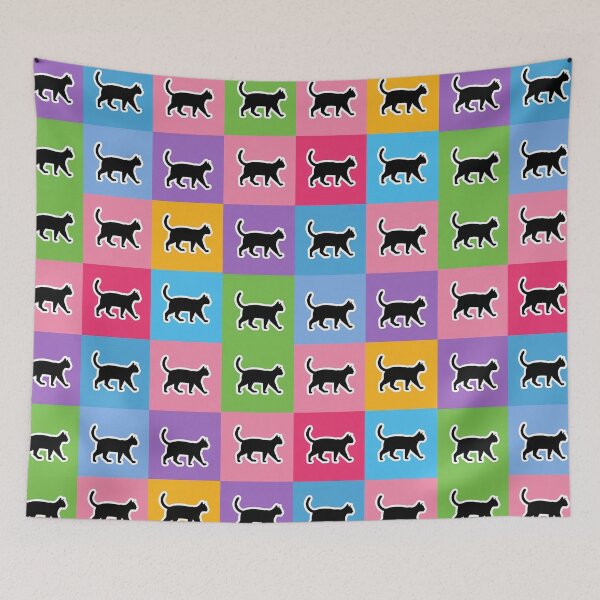 Item preview, Rainbow patchwork black cats designed and sold by uunaa.