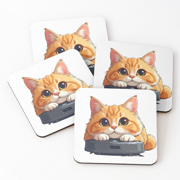 Item preview, Cute Ginger Cat Relaxing on Robot Vacuum Cleaner designed and sold by OksArtStudio.