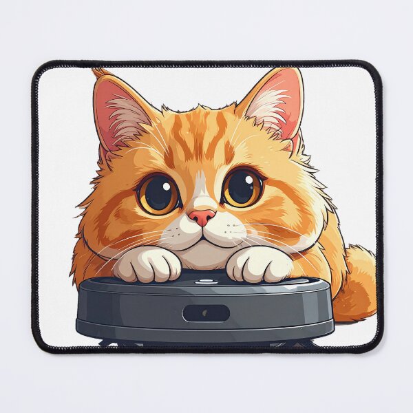 Item preview, Cute Ginger Cat Relaxing on Robot Vacuum Cleaner designed and sold by OksArtStudio.