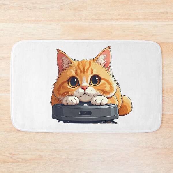 Item preview, Cute Ginger Cat Relaxing on Robot Vacuum Cleaner designed and sold by OksArtStudio.