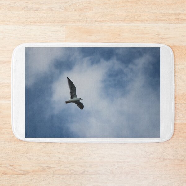 Item preview, Seagull Flying Over Blue Cloudy Sky Provides Peaceful Coastal Bird In Flight Photograph designed and sold by Nmallia.