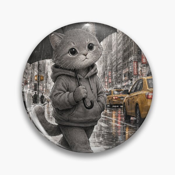 Item preview, Cool Cat Walking in Rain – NYC Illustration designed and sold by AstraDrip Studio.